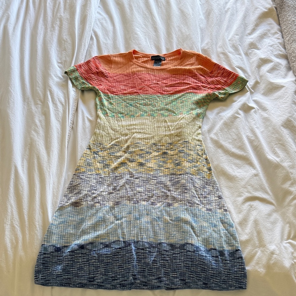 Design 365 Riccio Multicolor Ombre Ribbed Knit Dress